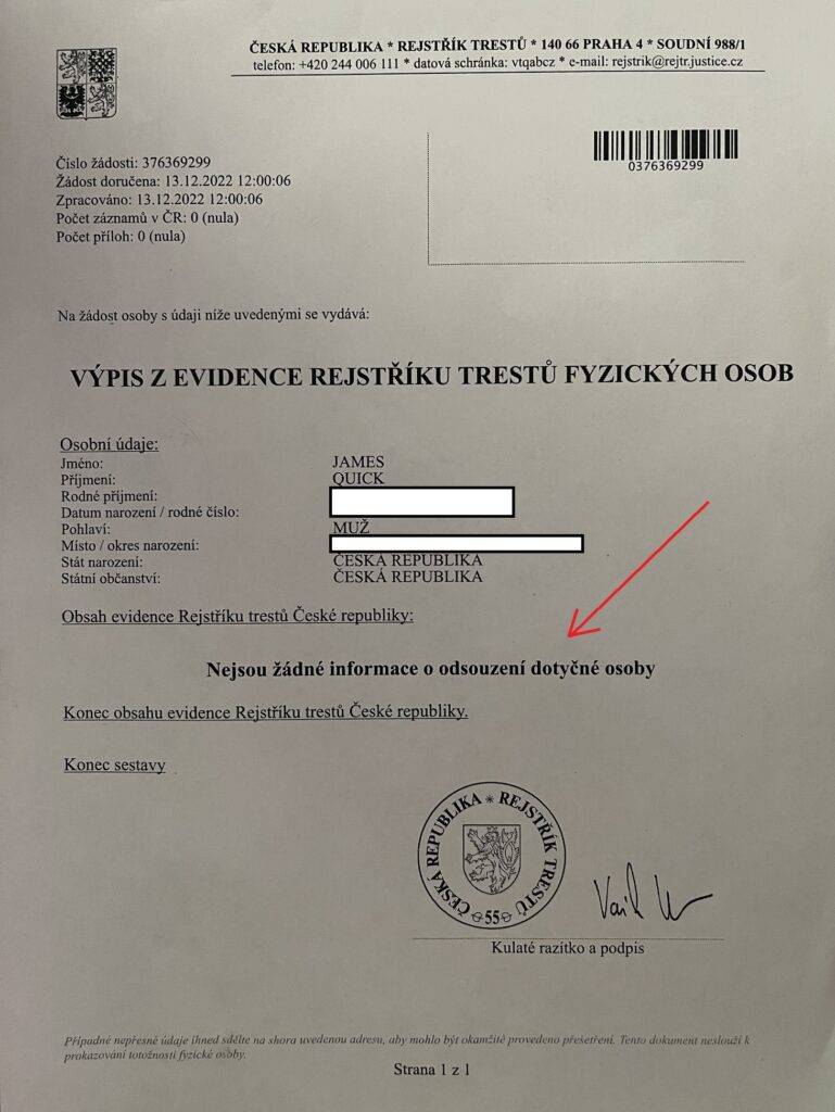 utdrag från brottsregistret