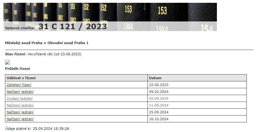Novinky o soudním řízení proti Petře Quick u Obvodního soudu v Praze – 31 C 121 2023